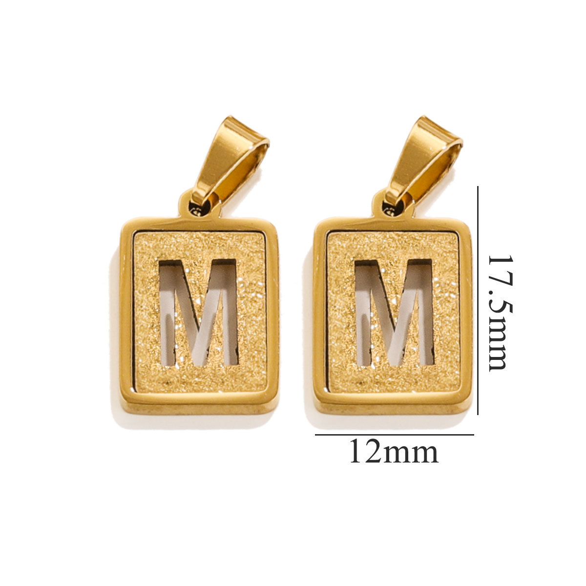 Gold color / 1 Piece Simple Fashionable Style Square Letter M Shape Titanium Steel  Gold Color Unisex Pendant Picture13